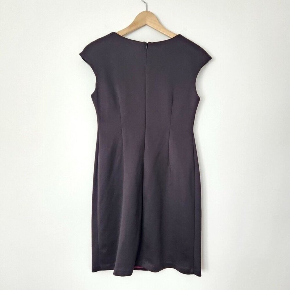 Y2K Office Siren Bodycon Dress 6P NWT Black Berry Purple Colorblock Work Ruched - Picture 2 of 13